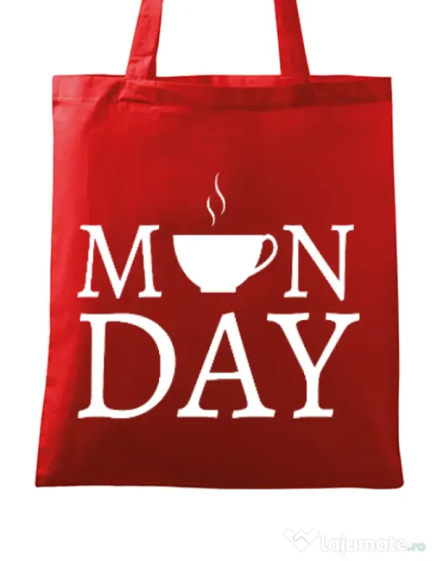 Sacosa din panza Monday coffee Rosu