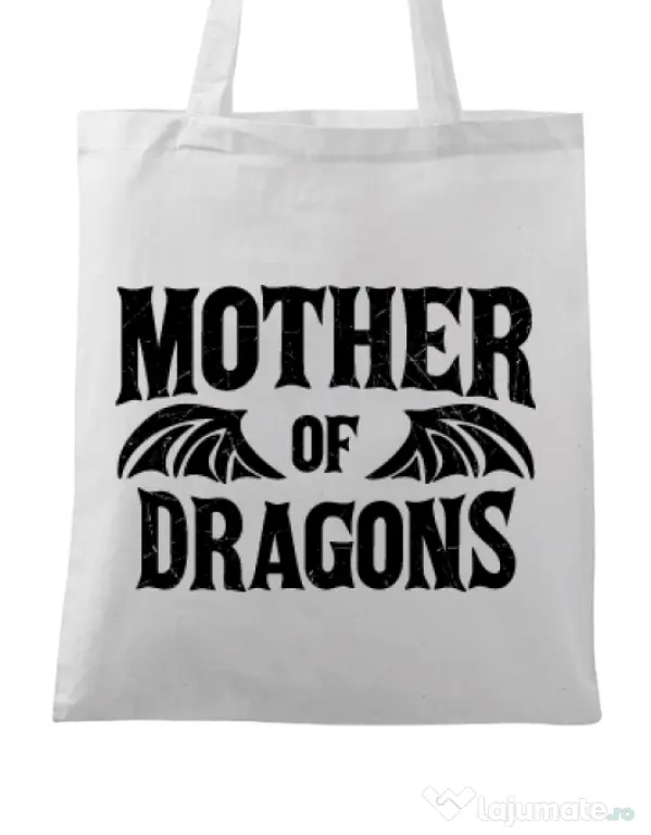 Sacosa din panza Mother of dragons 2 Alb