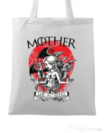 Sacosa din panza Mother of dragons Alb