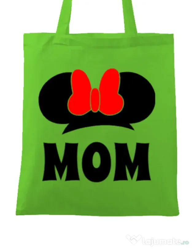 Sacosa din panza Mouse mom Verde mar
