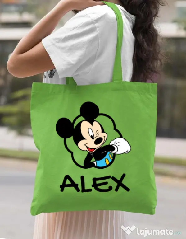 Sacosa din panza Mouse son Verde mar
