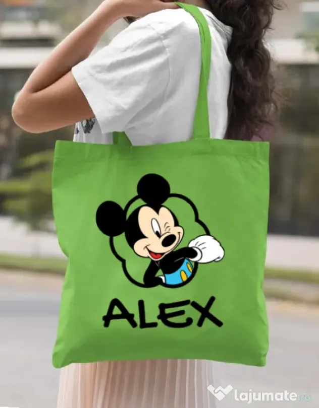 Sacosa din panza Mouse son Verde mar
