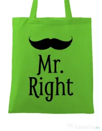 Sacosa din panza Mr. right Verde mar