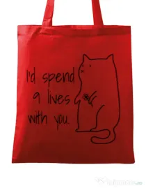 Sacosa din panza Nine lives Rosu