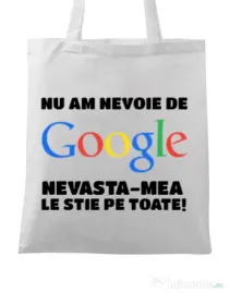 Sacosa din panza Nu am nevoie de google Alb