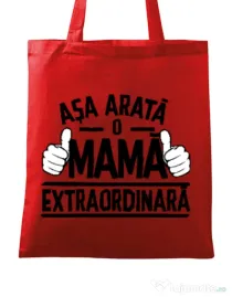 Sacosa din panza O mama extraordinara Rosu