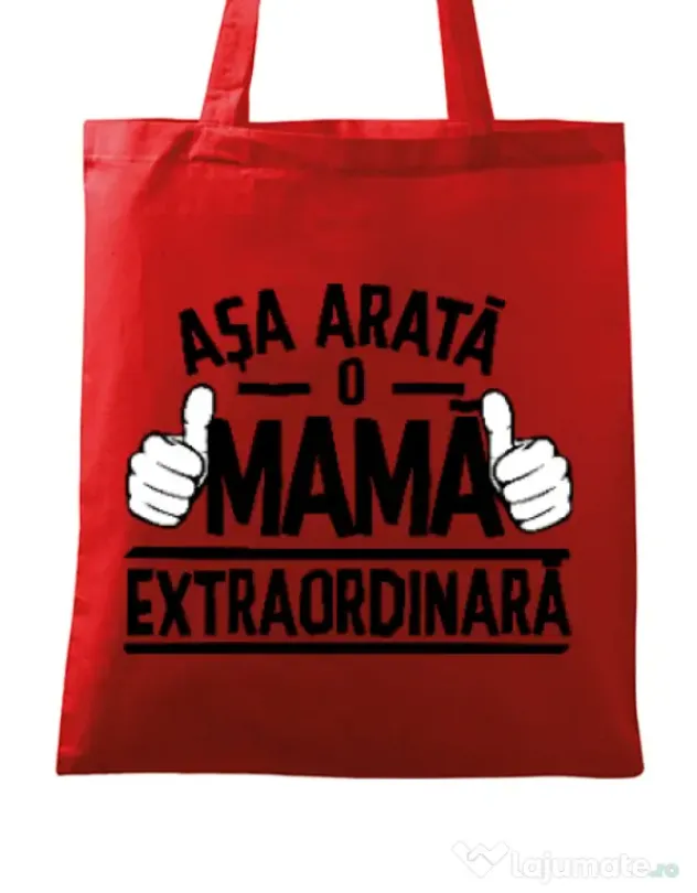 Sacosa din panza O mama extraordinara Rosu