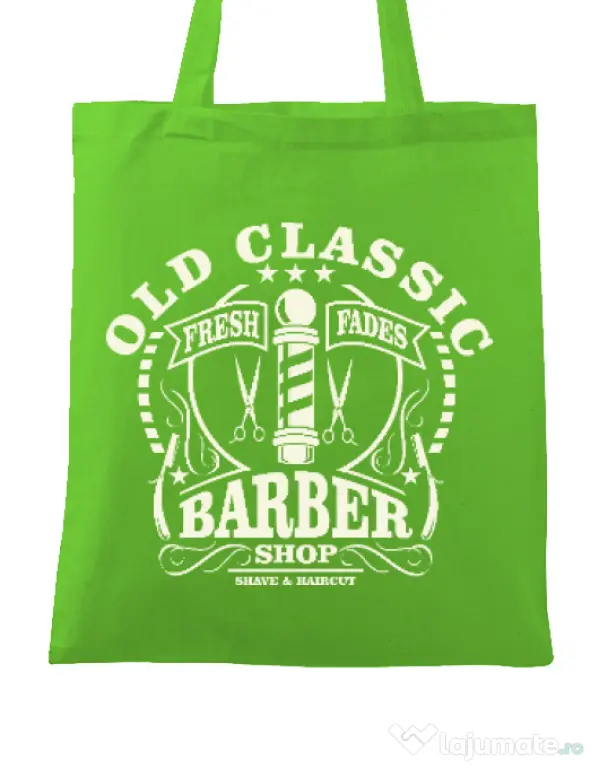 Sacosa din panza Old Classic Barber Verde mar