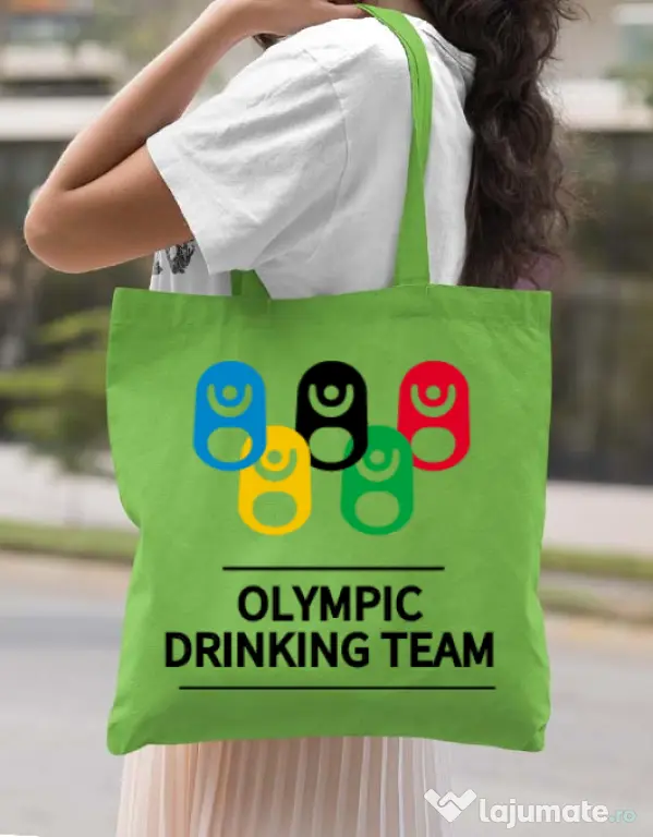 Sacosa din panza Olympic drinking team Verde mar