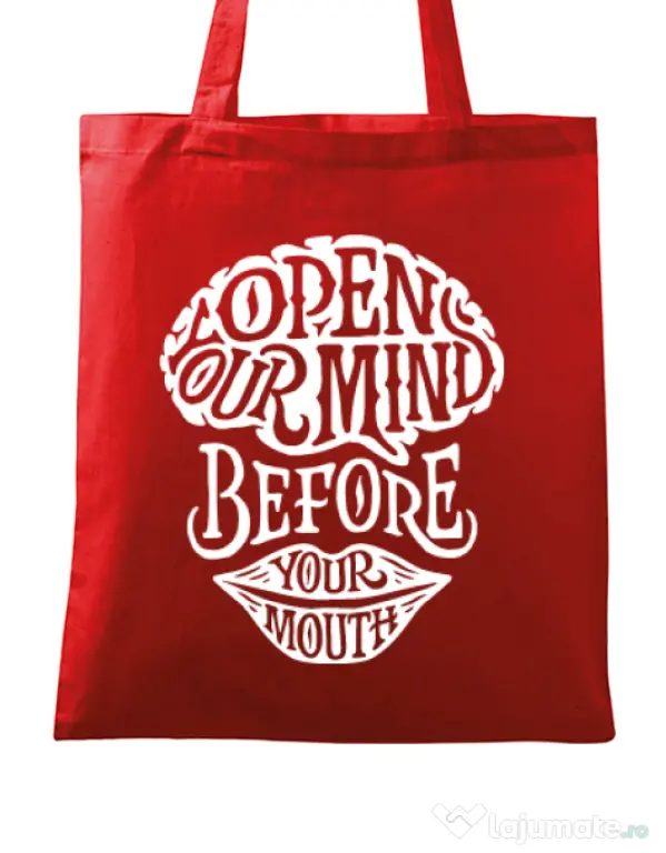 Sacosa din panza Open your mind Rosu