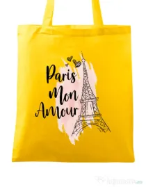 Sacosa din panza Paris mon amour Galben