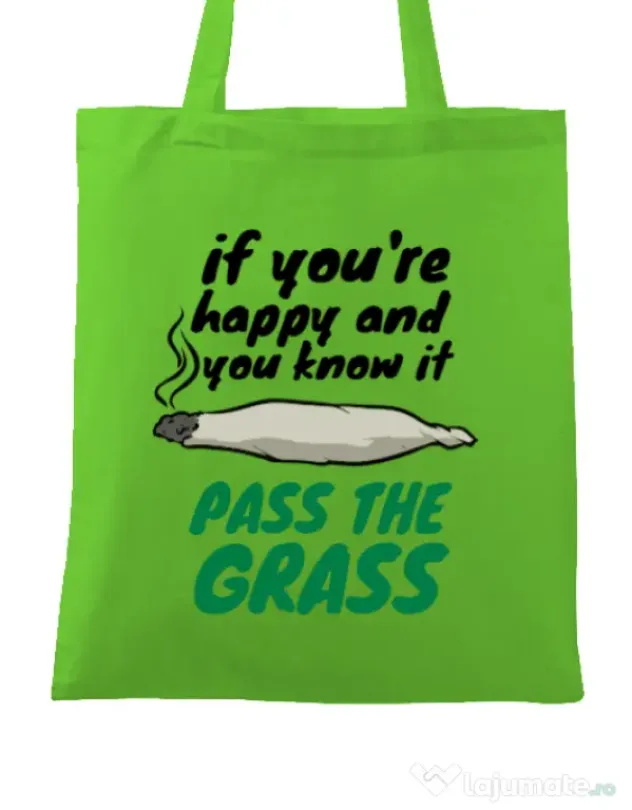 Sacosa din panza Pass the grass Verde mar