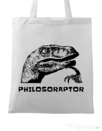Sacosa din panza Philosoraptor Alb