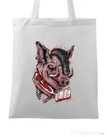 Sacosa din panza Pig Saw Alb