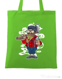 Sacosa din panza Pizza Beard Verde mar