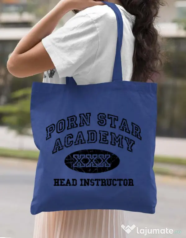 Sacosa din panza Porn star Academy Albastru regal