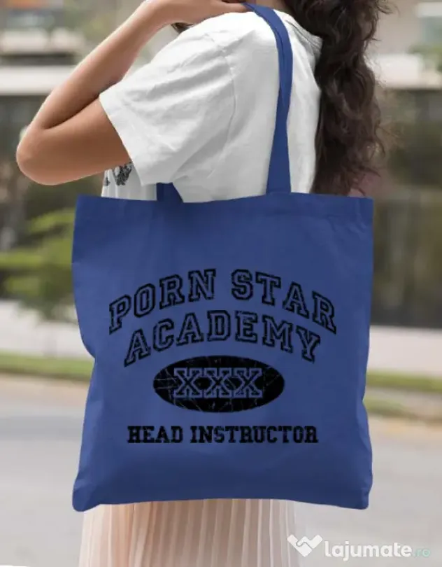 Sacosa din panza Porn star Academy Albastru regal