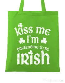 Sacosa din panza Pretending to be irish Verde mar