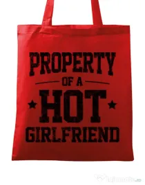 Sacosa din panza Property of a hot girlfriend Rosu