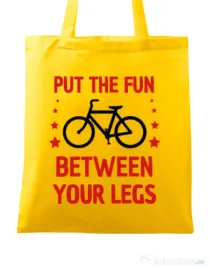 Sacosa din panza Put the fun Between your legs Galben