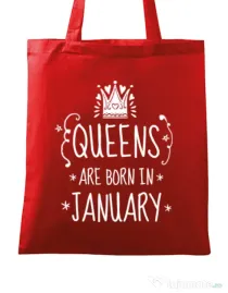 Sacosa din panza Queens are born in january Rosu