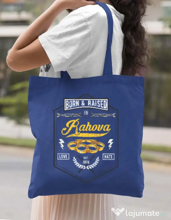 Sacosa din panza Rahova Albastru regal
