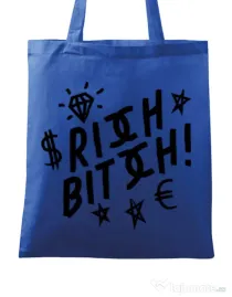 Sacosa din panza Rich bitch Albastru regal