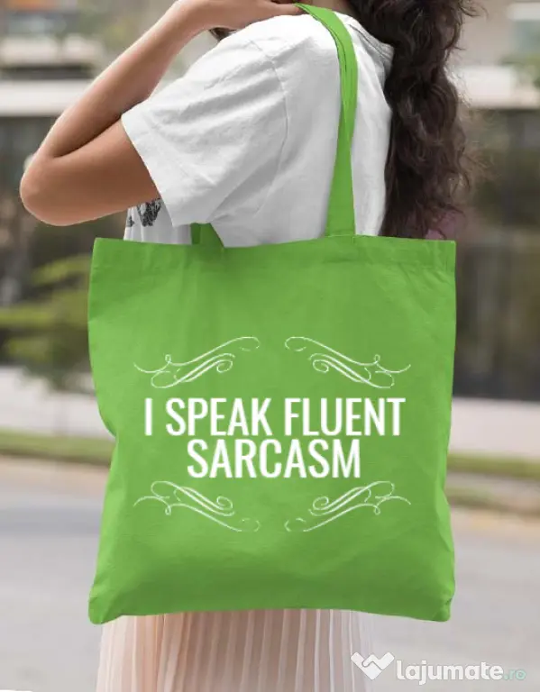 Sacosa din panza Sarcasm Verde mar