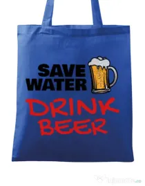 Sacosa din panza Save water Albastru regal