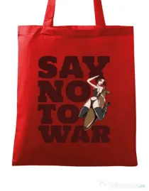 Sacosa din panza Say no to war Rosu