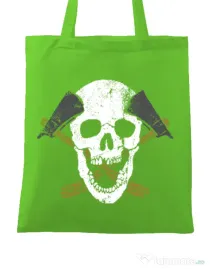 Sacosa din panza Skull Axe Verde mar