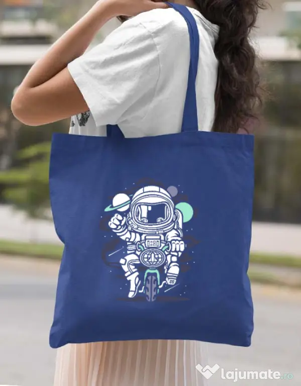 Sacosa din panza Space Bike Albastru regal