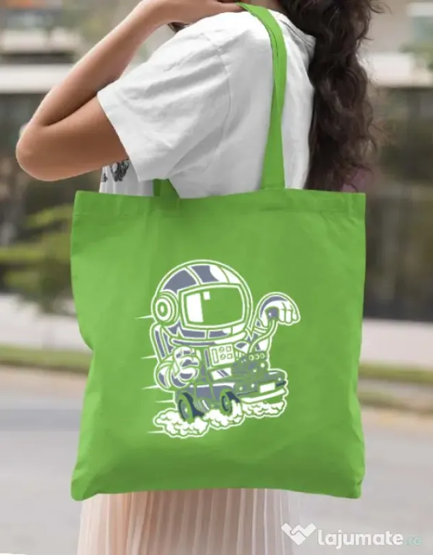 Sacosa din panza Space Racer Verde mar