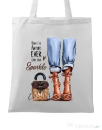 Sacosa din panza Sparkle all day Alb