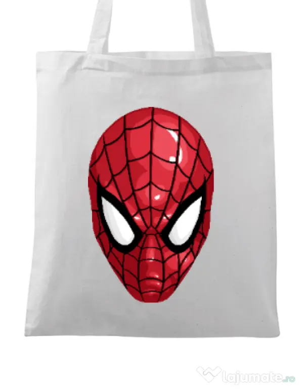 Sacosa din panza Spiderman mask Alb