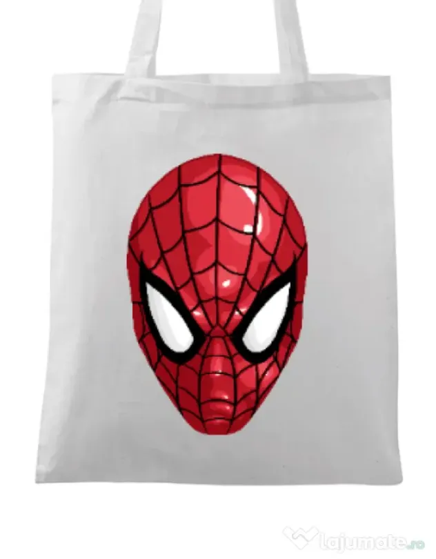 Sacosa din panza Spiderman mask Alb