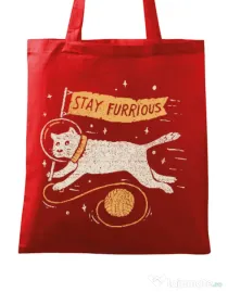 Sacosa din panza Stay Furrious Rosu
