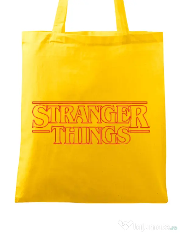 Sacosa din panza Stranger things outline Galben