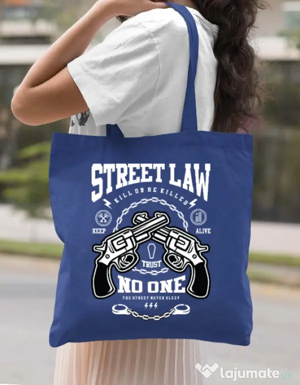Sacosa din panza Street Law Albastru regal