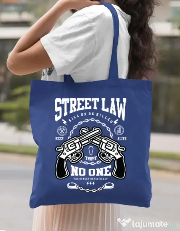Sacosa din panza Street Law Albastru regal
