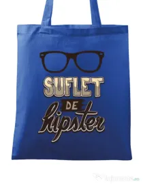 Sacosa din panza Suflet de hipster Albastru regal