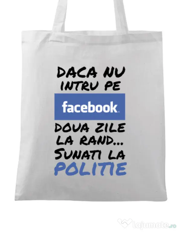 Sacosa din panza Sunati la politie Alb