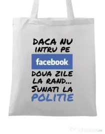 Sacosa din panza Sunati la politie Alb
