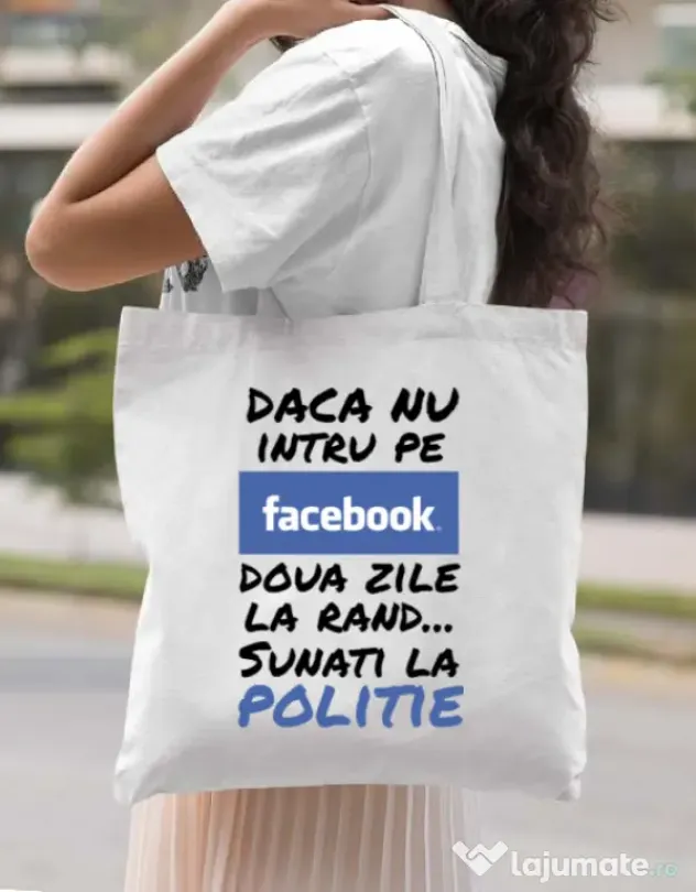 Sacosa din panza Sunati la politie Alb