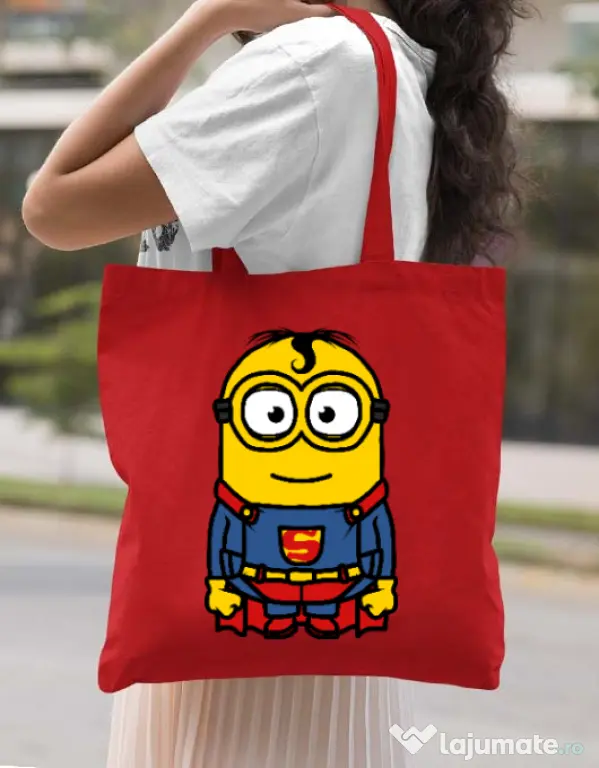 Sacosa din panza Super minion Rosu
