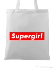 Sacosa din panza Supergirl Alb