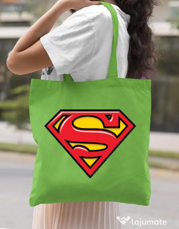 Sacosa din panza Superman Verde mar