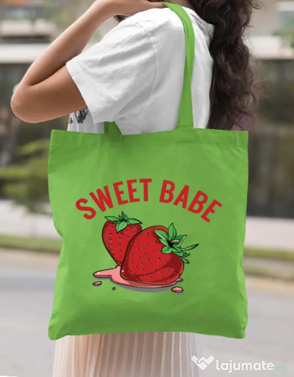 Sacosa din panza Sweet babe Verde mar