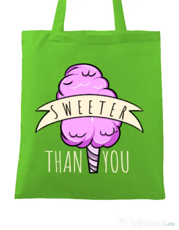 Sacosa din panza Sweeter than you Verde mar