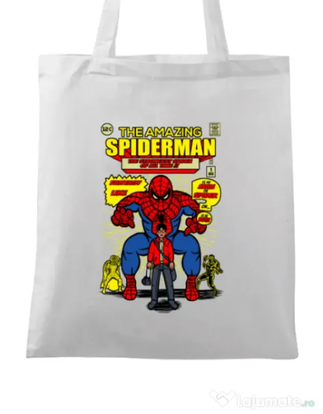 Sacosa din panza The Amazing Spiderman Alb